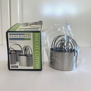 Endurance Set 4 Round Nesting Stainless Steel Biscuit Cookie Dough Cutters NEW